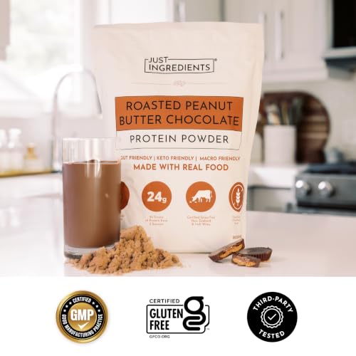 Image of Roasted Peanut Butter Chocolate Protein Powder - 30 -Serving Blend with 100% Grass-Fed Whey & Organic Plant Proteins - Rich Cocoa & Roasted Peanut Flavor - Supports Muscle Recovery & Energy*