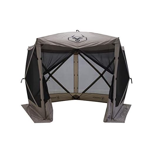 Gazelle Tents™, G5 5-Sided Portable Gazebo, Easy Pop-Up Hub Screen Tent, Waterproof, UV Resistant, 4-Person & Table, Desert Sand, 85" x 115" x 106", GG501DS