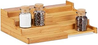Relaxdays, Naturalny bambusowy regał na przyprawy, 4 półki, wysuwany, naturalny wygląd, odporny na wilgoć, wymiary: 11 x 38,5 x 28, standardowy.