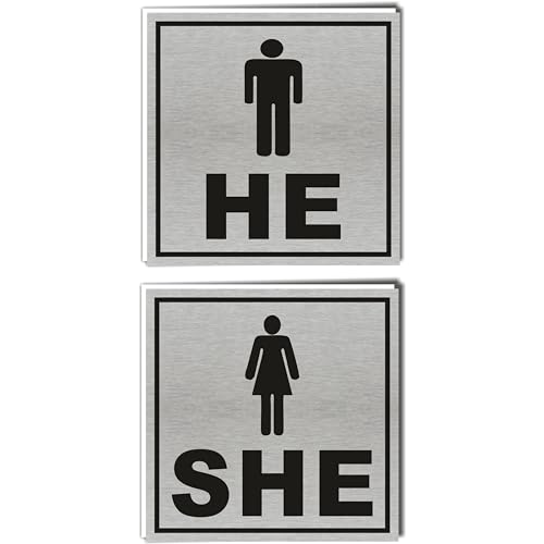 Image of SHE /HE Sunboard Material Sign Sticker for Door Entrance 2pcs (6inchX6inch) AS23