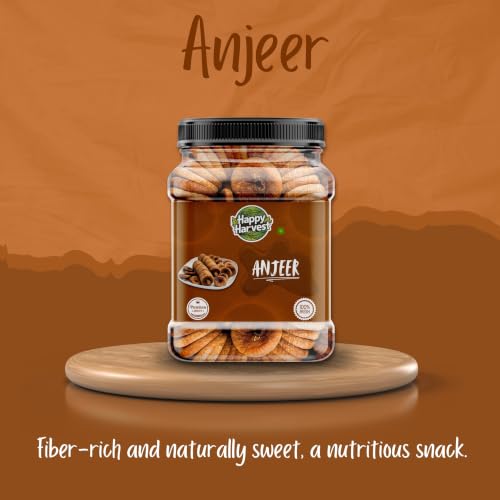 Image of HAPPY HARVEST Dry Figs (Anjeer) | Soft Natural Dried Anjeer | Fiber Rich Healthy Dry Fruit Snack | Suitable For Milkshakes Desserts Fasting & Daily Nutrition | Ready To Eat Figs (500 gram)