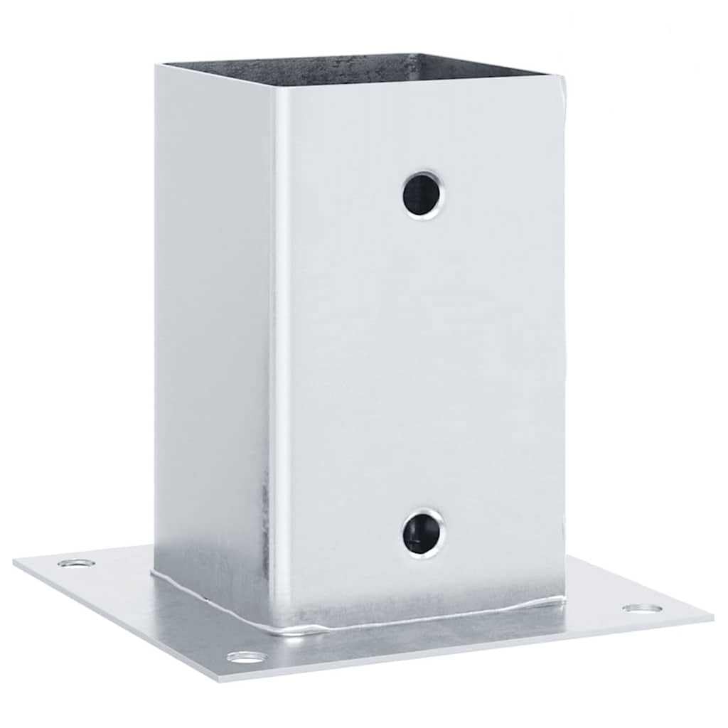 vidaxl 4 pcs galvanised steel post bases 81x81 mm - durable and stable support brackets, silver, ideal for gazebo, porch, fence, and stair rails