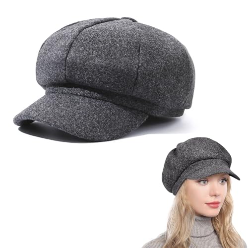 Comioke Boinas, Boina Invernal, Boina Francesa Mujer, Vintage Sombreros de Mujer Invierno Clásico Gorro Caliente, Gris