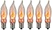 (6-Pack) Flicker Flame Mini Light Bulbs Candelabra Base C7 3