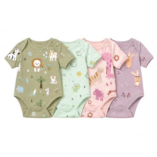 Image of First Kick BabySoft 100% Cotton Romper Set for Newborn Boys & Girls - Pack of 3 | Ultra Soft Breathable Half Sleeve Bodysuits