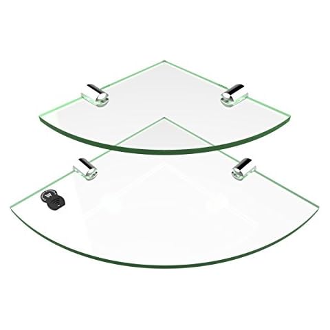 Expression Products Multi pack Acrylic Corner Shelves - 2 shelves - 150mm and 200mm, Free Trolley Token Material Sample Included per Shipment - Glass Effect Cover