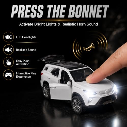 Image of Fortuner 1:32 Scale Die Cast Metal Toy Car with Pull Back Action, Light & Sound, Openable Doors,& Boot | Metal Body SUV Model Car for Kids Boys Girls & Collectors (Random Colour)