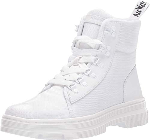 Dr. Martens Women's Combs W Poly Casual Boot, White - Ajax + Extra Tough Poly, 5