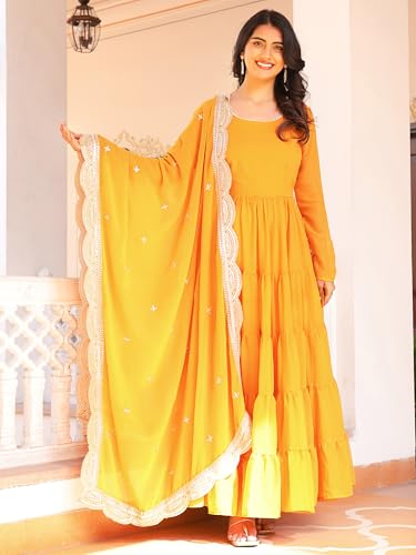 Image of Wedani Georgette Sequins Work Anarkali Kurta Set for Women