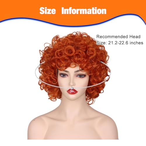ColorGround Short Fluffy Curly Orange Red Cosplay Wig Women Costume for Halloween3