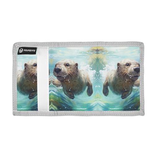 ALAZA Kids Wallets for Boys Girls Toddler Trifold Wallet Children Small Otter 1 with Zipper Coin Pocket