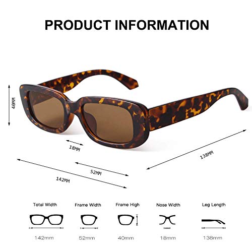 Image of IFLASH Rectangle Sunglasses for Women Retro Fashion Sunglasses UV 400 Protection Square Frame Eyewear