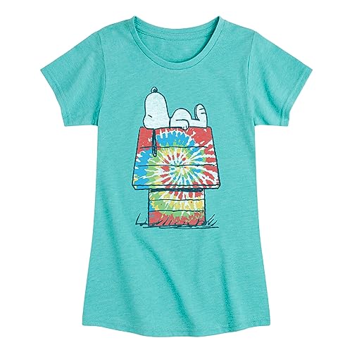 HYBRID APPAREL - Peanuts - Snoopy Tie Dye House - Toddler & Youth Girls Short Sleeve Graphic T-Shirt