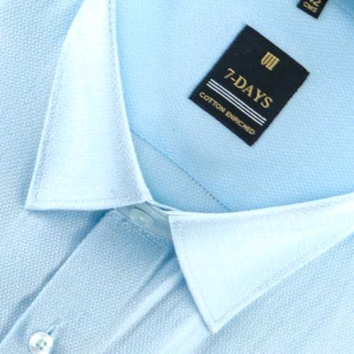 Image of 7-DAYS Premium Men's Formal Shirts - Cotton Rich, Textured Self-Design, Full Sleeve, Regular Fit, Wrinkle Resistant, with Pocket - Perfect for Office
