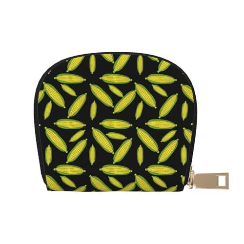 Credit Card Holder Corn Small RFID Wallet Slim Leather Card Organizer Case with Zipper