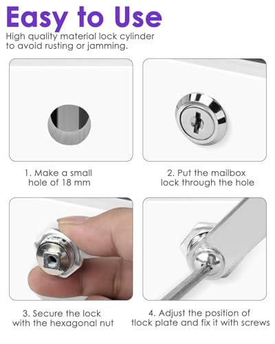 BUNTOR 2 Stück Briefkastenschloss 16mm, Briefkasten Schloß mit 8 Schlüssel und 8 Verschiedene Schlossplatten, Briefkastenschlösser für Spindschloss, Briefkasten Schloss für Schranktür & Briefkasten