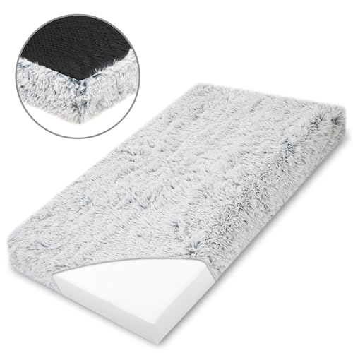 Amazinggirl Hundebett für kleine mittelgroße und Grosse Hunde 100 x 60 cm - Hundekissen Hundebetten Hundesofa Dog Bed Hundematratze Hundekorb oder Wolkenbett flauschig und waschbar Hellgrau