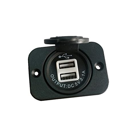 XYZ Boat Supplies Dual USB Charger Socket for Boat/Rv/Car/Motor-Home (Black w/White Light) Cover