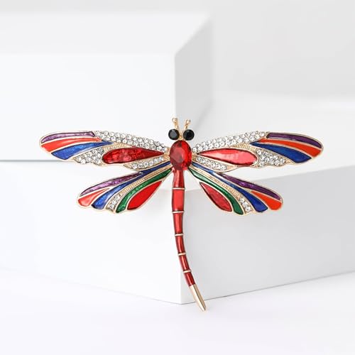 Image of Dragonfly Brooch and Pins for Women Enamel /Rhinestone Crystal Dragonfly Animals Brooches Jewelry for Mom Wife Elegant Dress Accessories Birthday Gifts