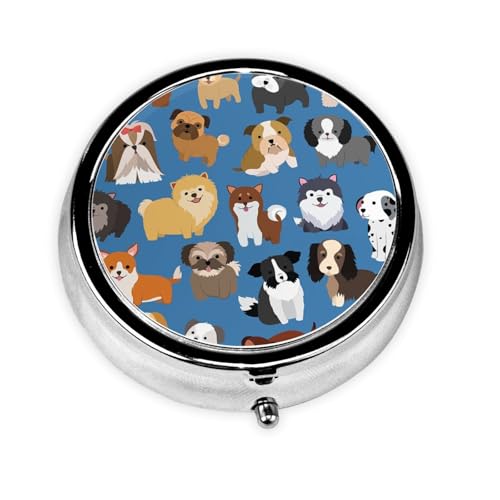 ピルケース 携帯用 薬ケース 薬箱 薬 飲み忘れ防止 ピルケース かわいい 子犬 犬 丸い 日常の医療のために ビタミン&サプリメント ネックレス 紐 ネジ 収納ケース