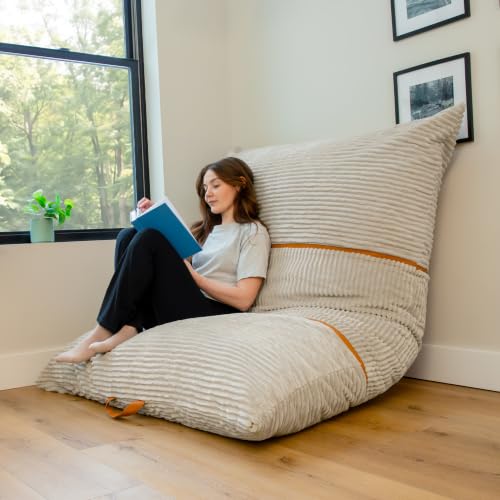 Image of Big Joe Turnabout 3-in-1 Convertible Bean Bag Chair, Vanilla Latte