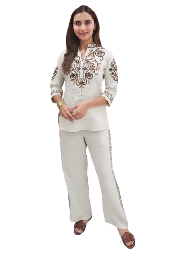 kyra fashion jaipur Women's Premium Cotton Co-Ord Set with Embroidery Work, Stylish Top & Bottom, Casual, Office & Ethnic Wear-picture-52