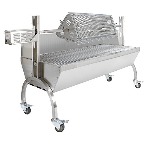 KuKoo Rôtissoire à Charbon en Acier Inoxydable Robuste pour 90kg de Viandes et Accessoire Grill...
