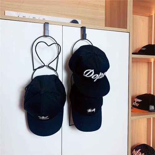 LINFIDITE 10 Pack Hat Rack Hanger Holder Organizer Closet Hanging Baseball Cap Display Storage Rack Wig Rack Over Door Wall Mounted for Scarves Handbags Towels Clothes Ties w Hanging Hook Black