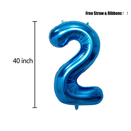 40 Inch Blue Jumbo Digital Number Balloons 2 Huge Giant Balloons Foil Mylar Balloons For Birthday Party,Wedding, Bridal Shower Engagement Photo Shoot, Anniversary #TOP1