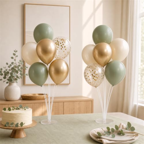 Image of Balloon Stand Kit - Balloon Stands with Base, Balloon Sticks, Decorations for Party Birthday Wedding Baby Shower Gender Reveal Graduation (7 Balloons Stand-4 Set)