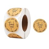 Vellum Style 1.5 inch Thank You Round Stickers,Thank You Labels Small Business Stickers 500pcs / Roll for Birthday,Envelop,Wedding,Baby Shower