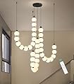 cenozo Modern Chandeliers LED Dimmable Light Acrylic Balls Ceiling Pendant Lighting for Living Room Dining Room Bedroom Adjustable Hanging Lights 70 Watts, Balck Lamp
