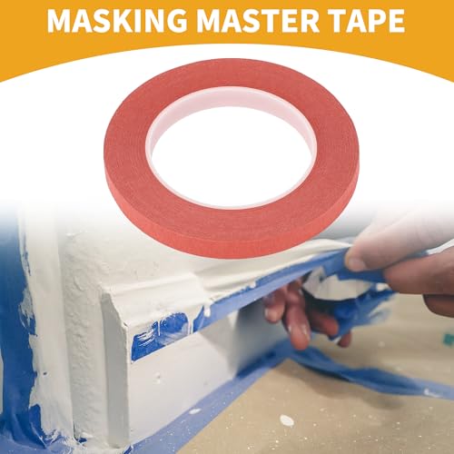 Image of 4 Pcs Painters Tape Masking Master Tape Easy Removal Red 0.3cm /0.5cm /1.0cm /1.2cm x 50m
