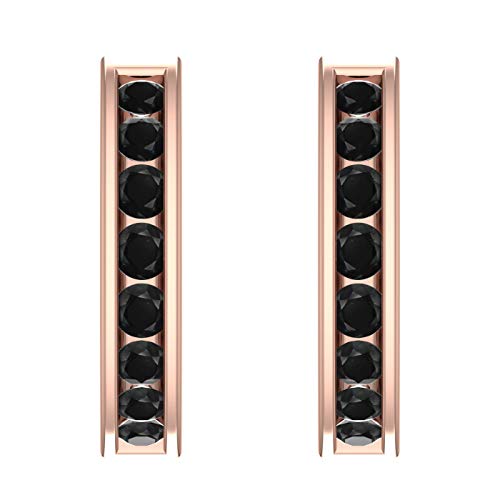 1/2 Carat Channel Set Black Diamond Hoop Earrings in 10K Gold2