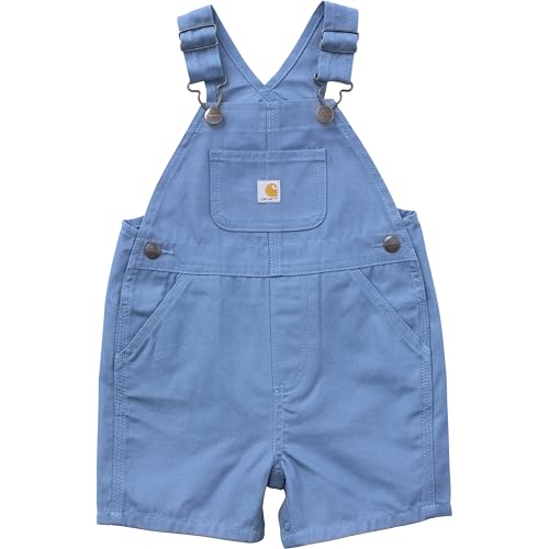 Carhartt Toddler Boys' Loose Fit Canvas Shortall, Blue Horizon, 4 Years
