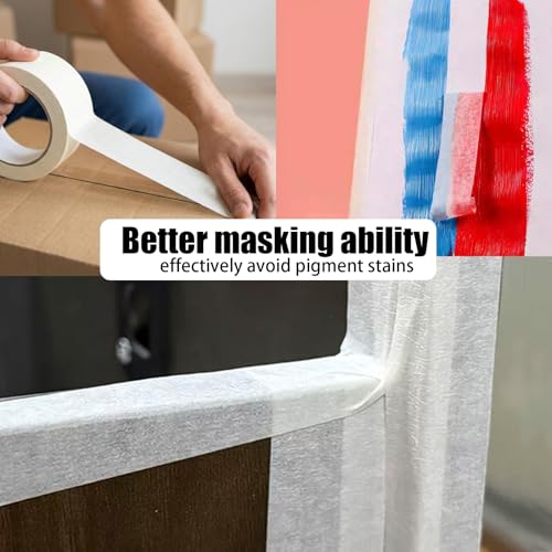 Image of Masking Tape 3 Inch, White Masking Tape, 3 Inches X 55 Yards X 6 Roll. | For General Purpose, Such Like Draft, Label, Mask, etc. 330 Yards Total.