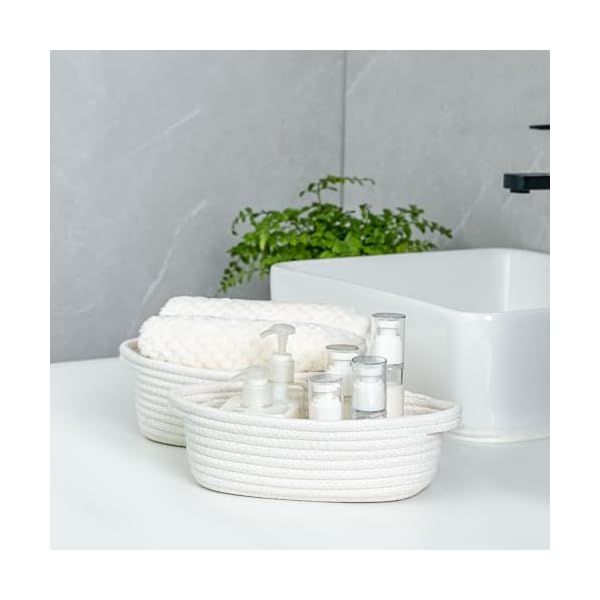 Cubesland small woven rope toys basket for organizing set 5 shelves closet storage bins empty gift baby shower basket also perfect for toilet paper storage organizer bins off white  urban country home decor