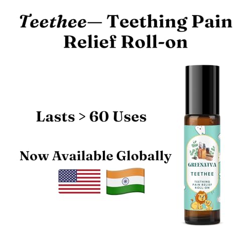 Image of Teethee By Greenatva - Baby Teething Relief Roll On | Roman Chamomile, Lavender Essential Oil Blend | Safe Alternative to Plastic & Silicone Baby Teether | 10ml per bottle | Lasts More Than 3 Months On Daily Usage | Organic, Vegan