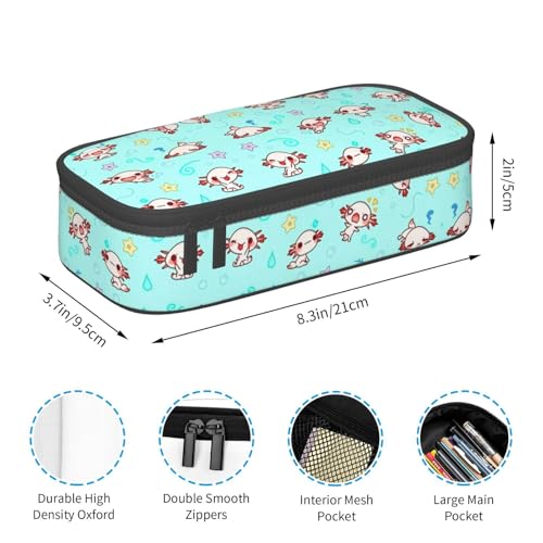 Image of Cute Kawaii Axolotl Pencil Case Big Capacity Storage Pencil Pouch Stationery Bags With Zipper Portable Pen Holder Box Organizer For Boys Student College School Office Supplies