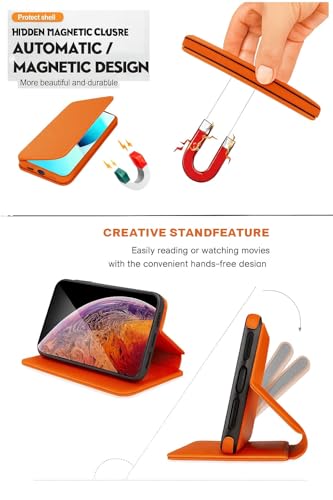 Image of WHITBULL Royal Leather Magnetic Flip case for iPhone 17 Pro Max Orange