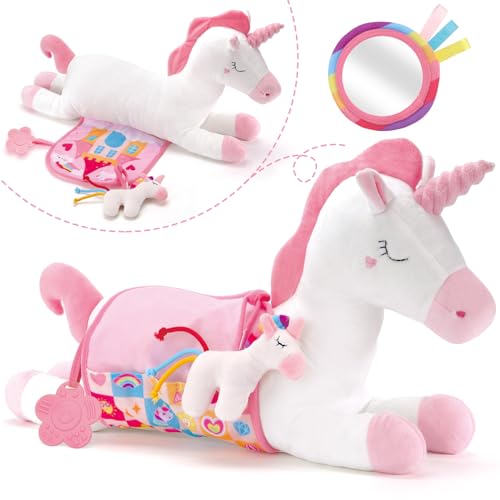 Image of Coco&Friends Tummy Time Toys - Tummy Time Pillow for Babies 0-6 Months with Rattle, Mirror & Crinkle Paper for Newborns Infants Toys for Newborn Baby Shower Birthday Gifts