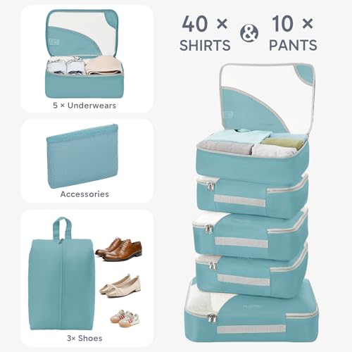 Image of OlarHike 10 Set Packing Cubes for Travel, Gifts for Women Mom,Anti-Tearing Suitcase Organizer with Over 1000 pcs Mesh Holes,Vacation Essentials & Accessories for Cruise Ship