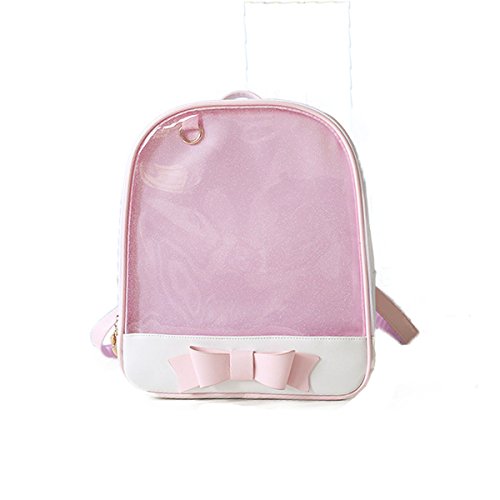 Preisvergleich Produktbild HappyX Leder Schultasche Transparent Rucksack, Klar Süß Transparent Wasserfest Rucksack Kinderrucksäcke (Rosa)