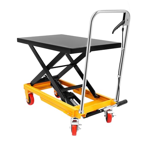 BANEBONE Lift Tables, Hydraulic Scissor Lift Table with Locking Wheels 500lbs - Heavy-Duty Single Scissor Lift for Warehouse, Factory & Material Handling, Black Industrial Lifting Platform