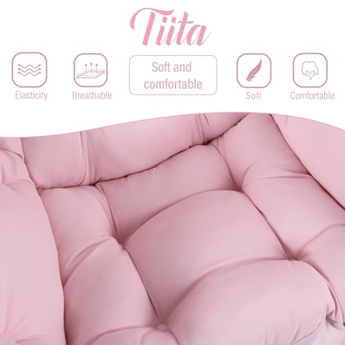 Image of Tiita Lazy Chair with Ottoman, Pink Modern Large Accent Chair, Comfy Leisure Sofa Armchair with Ottoman, Reading Chair with Footrest for Bedroom, Living Room, Dorm Rooms, Pink