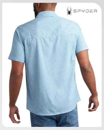 Spyder Mens Short Sleeve Button Down Shirts - Lightweight Plaid Collared Shirt - Wrinkle Free Casual Shirts for Men (S-XL)3