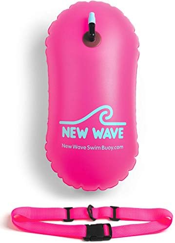New Wave Swim Bubble for Open Water Swimmers and Triathletes - Be Bright, Be Seen & Be Safer with New Wave While Swimming Outdoors with This Safety Swim Buoy Tow Float (Pink)