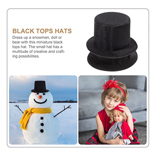 ifundom 2 Stück Mini Schwarze Zylinderhüte Für Schneemann Puppenhaus Zubehör Diy Basteln Und Weihnachtsfeier Dekoration 3.5X3.5X1.8 Zoll