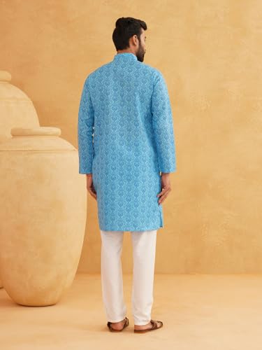 Image of SOJANYA Men's Cotton Blend Kurta with Ethnic Motifs Print