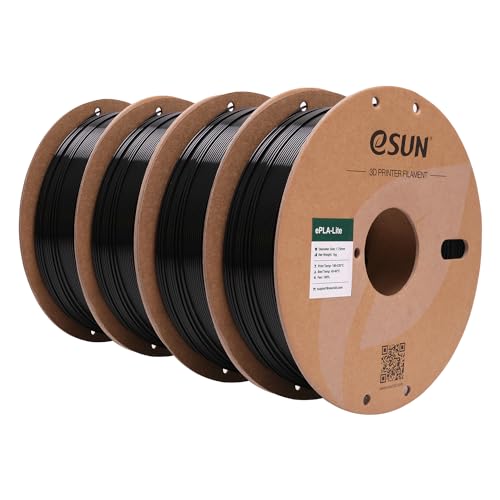 Image of eSUN PLA Filament 1.75mm, High Toughness 3D Printer Filament Upgraded PLA Filament, Dimensional Accuracy + /- 0.03mm, 1KG per Spool, 4 Spools 3D Printing Filament for 3D Printers, Black